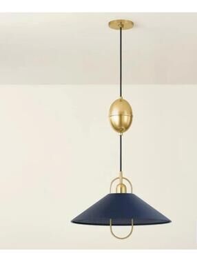 Mitzi Mariel Pendant Light Brass Navy Modern Ceiling Lamp 18” E26